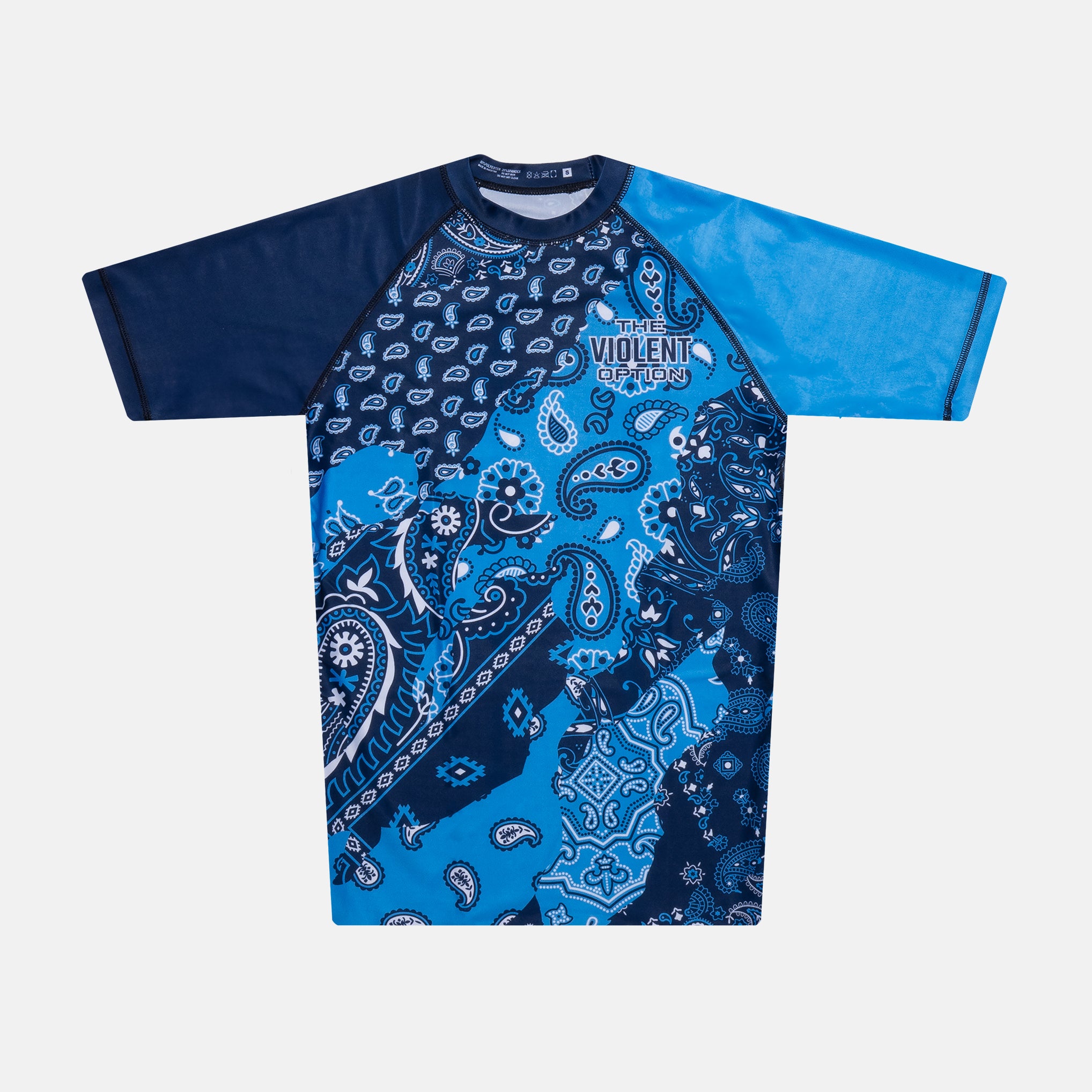 BLUE PAISLEY RASH GUARD