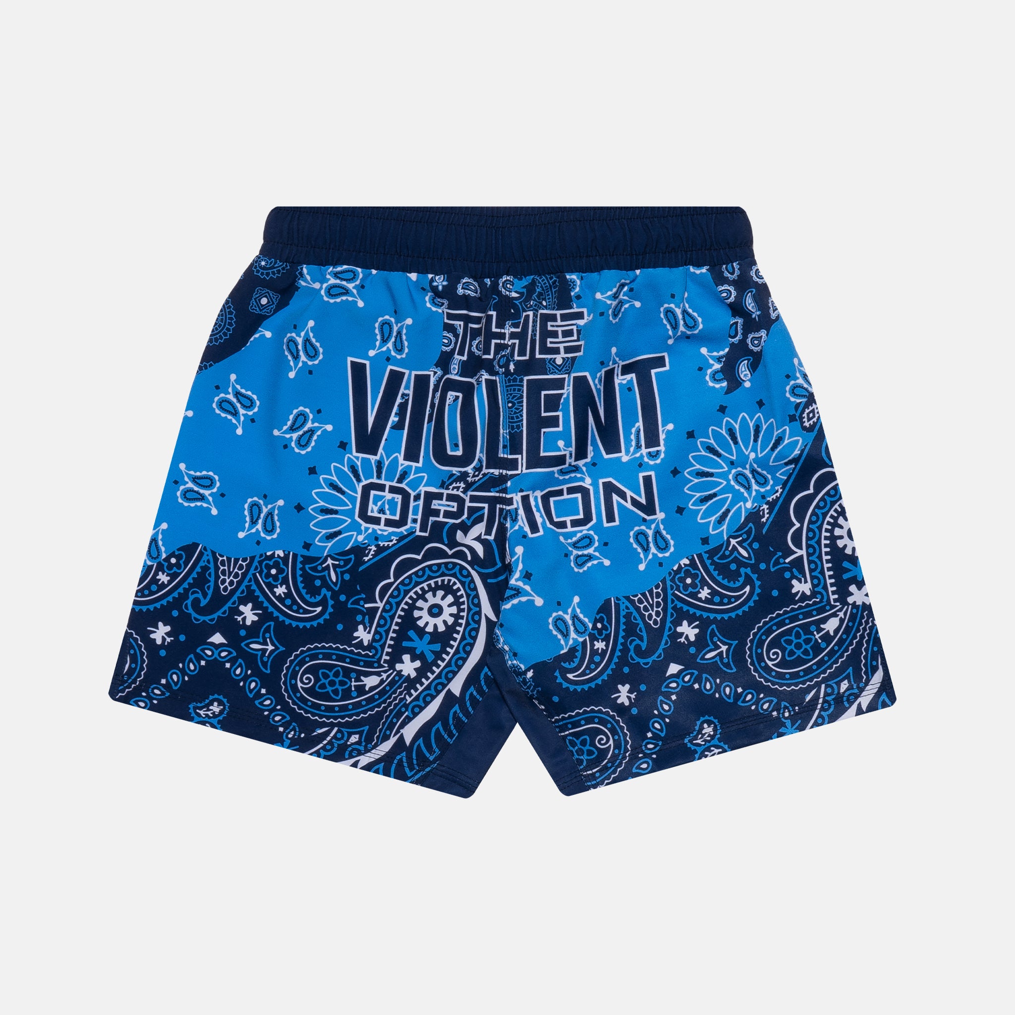 BLUE PAISLEY FIGHT SHORTS