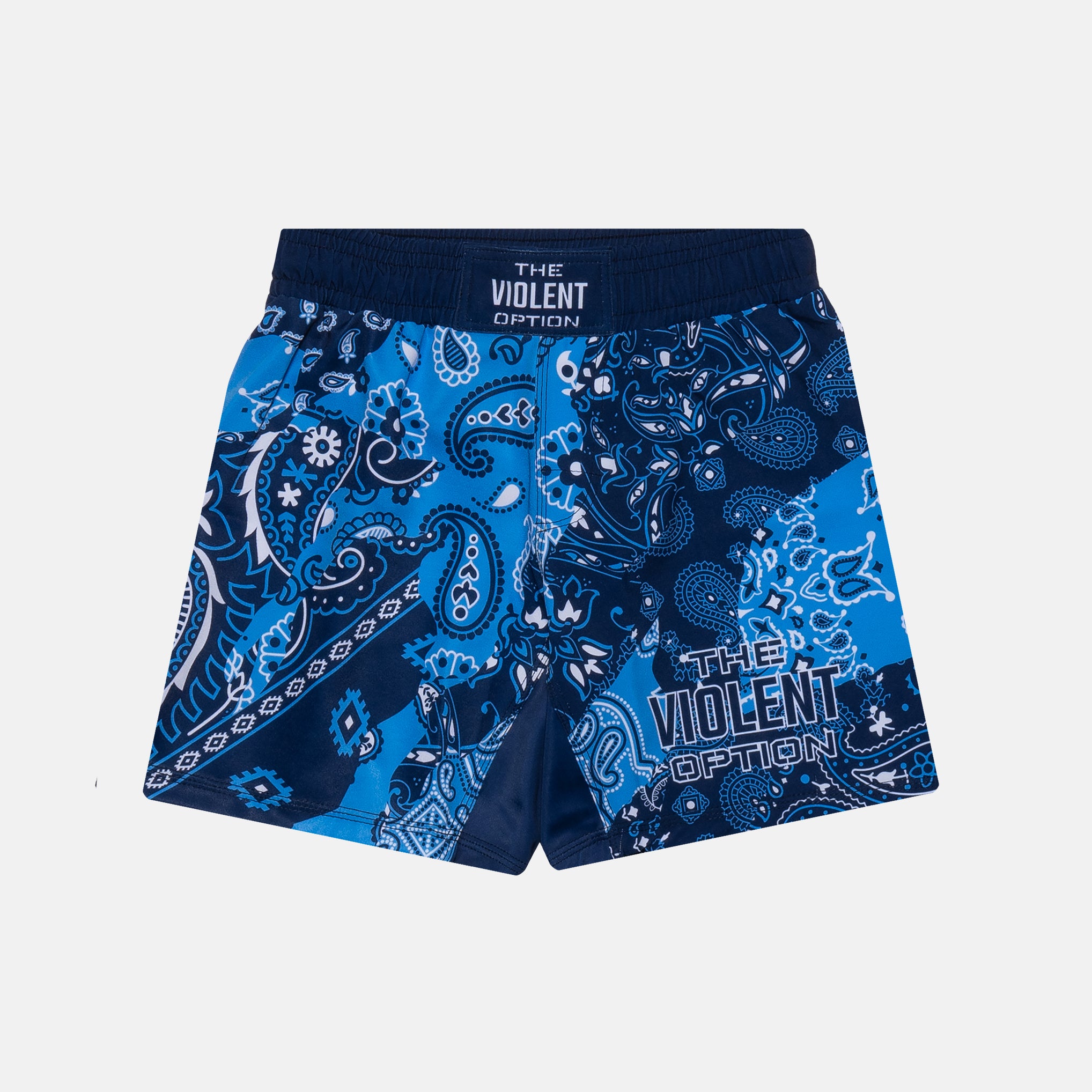 BLUE PAISLEY FIGHT SHORTS